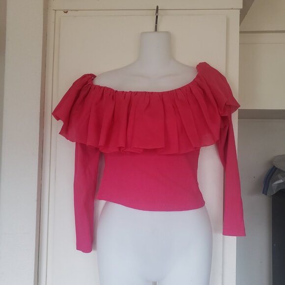 Anthropology Hot Pink off the shoulder top Size Small - Picture 1 of 4